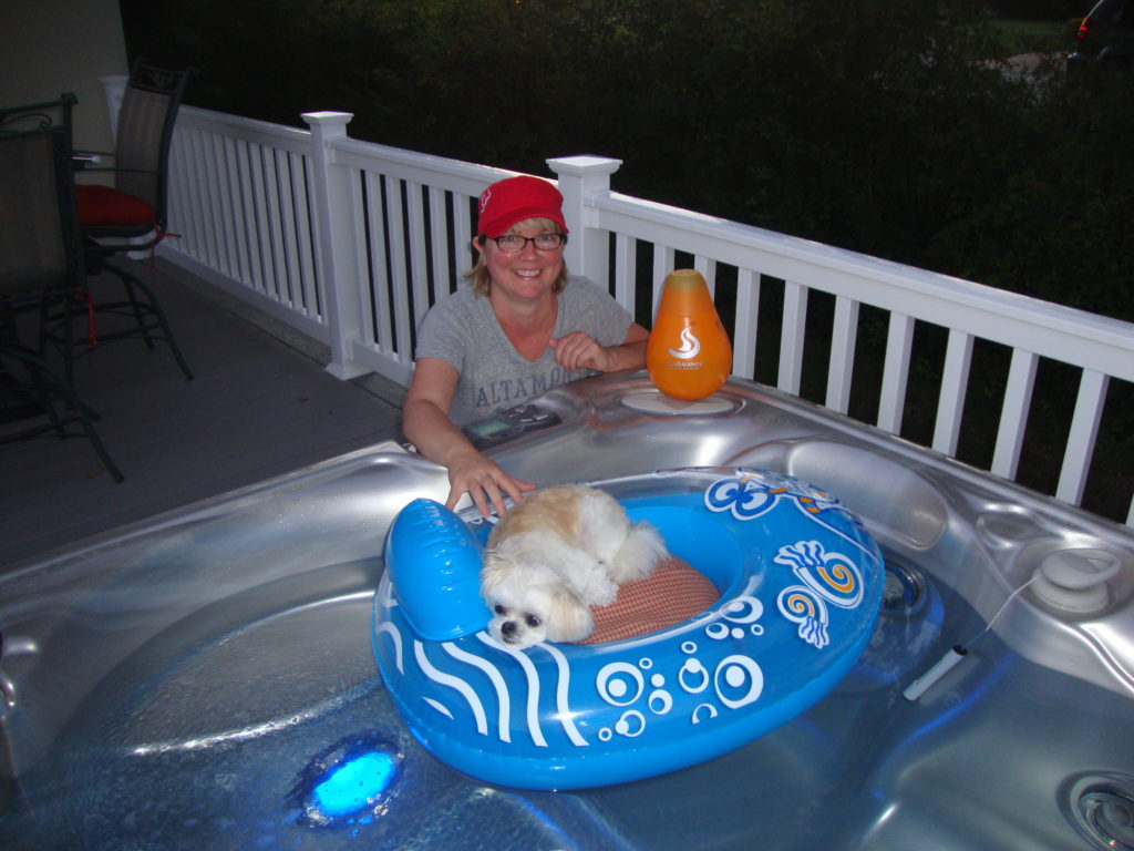 dog in hot tub