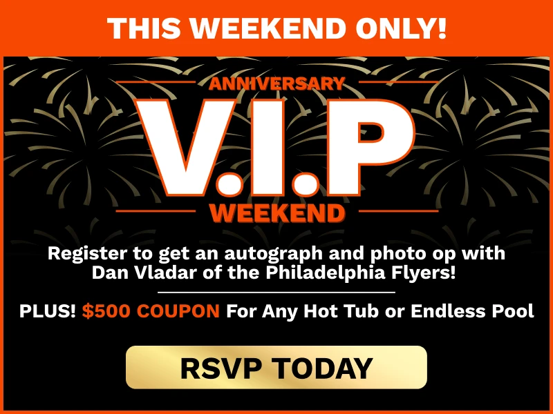 Promotional poster for VIP Weekend with fireworks, inviting registration for autograph/photo with Dan Vladar, plus a $500 coupon and RSVP button.